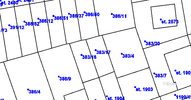 Parcela st. 383/17 v KÚ Jičín, Katastrální mapa