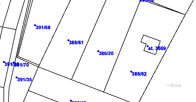 Parcela st. 386/20 v KÚ Jičín, Katastrální mapa