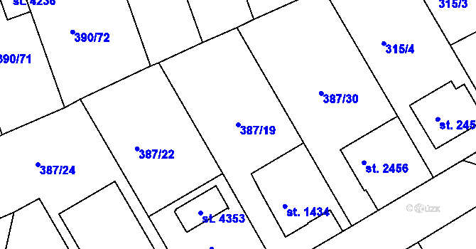 Parcela st. 387/19 v KÚ Jičín, Katastrální mapa