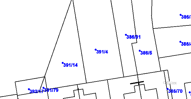 Parcela st. 391/4 v KÚ Jičín, Katastrální mapa