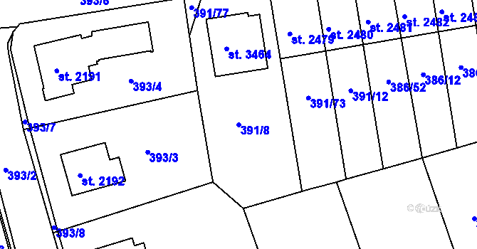 Parcela st. 391/8 v KÚ Jičín, Katastrální mapa