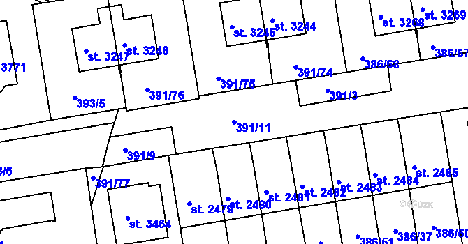 Parcela st. 391/11 v KÚ Jičín, Katastrální mapa