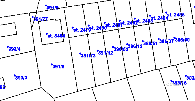 Parcela st. 391/12 v KÚ Jičín, Katastrální mapa