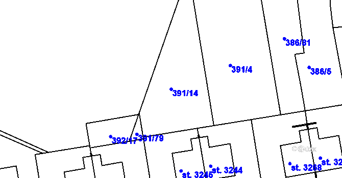 Parcela st. 391/14 v KÚ Jičín, Katastrální mapa