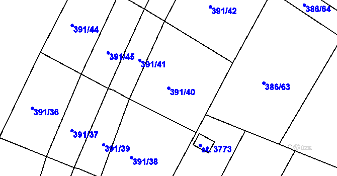 Parcela st. 391/40 v KÚ Jičín, Katastrální mapa