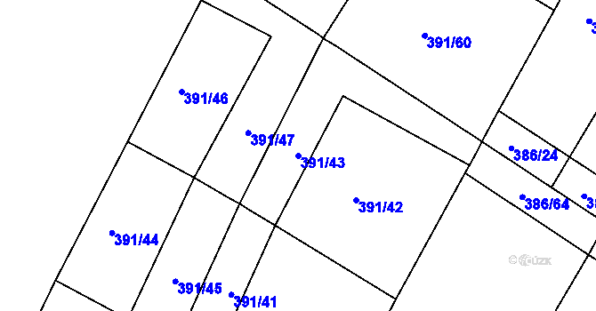 Parcela st. 391/43 v KÚ Jičín, Katastrální mapa