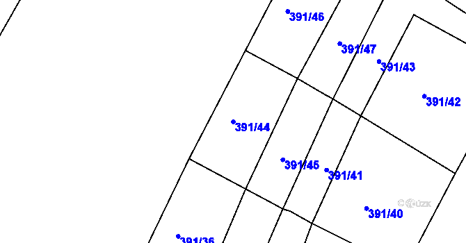 Parcela st. 391/44 v KÚ Jičín, Katastrální mapa