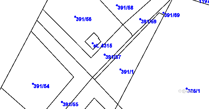 Parcela st. 391/57 v KÚ Jičín, Katastrální mapa