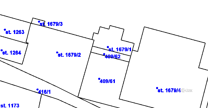 Parcela st. 409/62 v KÚ Jičín, Katastrální mapa