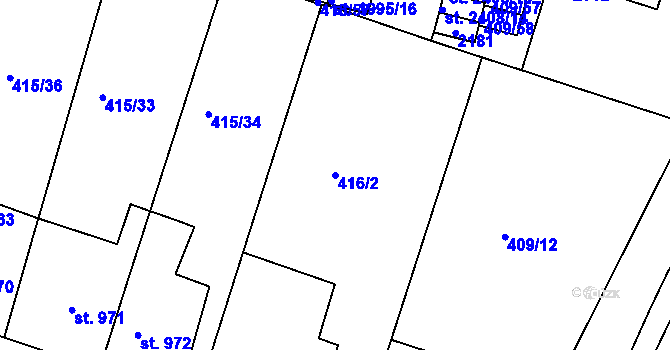 Parcela st. 416/2 v KÚ Jičín, Katastrální mapa
