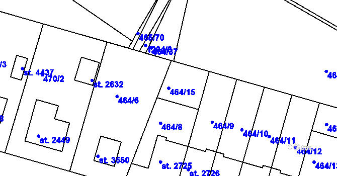 Parcela st. 464/15 v KÚ Jičín, Katastrální mapa