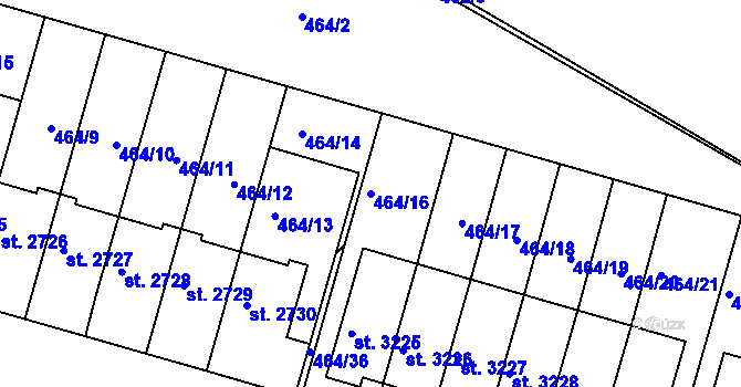 Parcela st. 464/16 v KÚ Jičín, Katastrální mapa