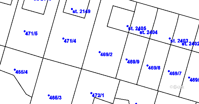 Parcela st. 469/2 v KÚ Jičín, Katastrální mapa