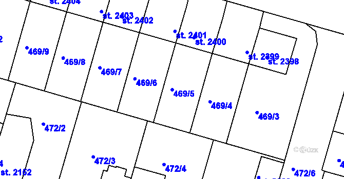Parcela st. 469/5 v KÚ Jičín, Katastrální mapa