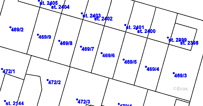 Parcela st. 469/6 v KÚ Jičín, Katastrální mapa