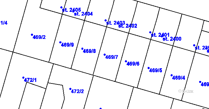 Parcela st. 469/7 v KÚ Jičín, Katastrální mapa