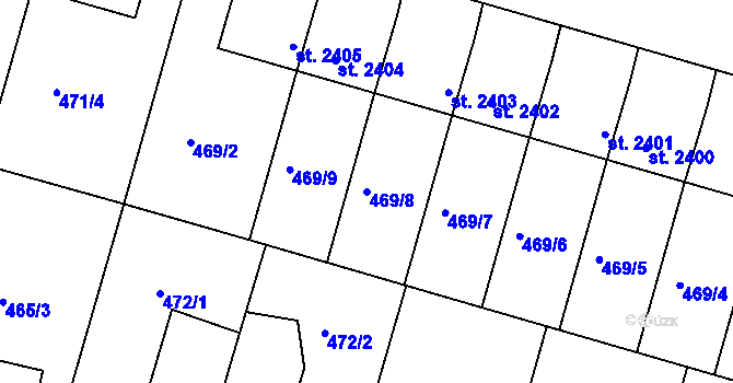 Parcela st. 469/8 v KÚ Jičín, Katastrální mapa