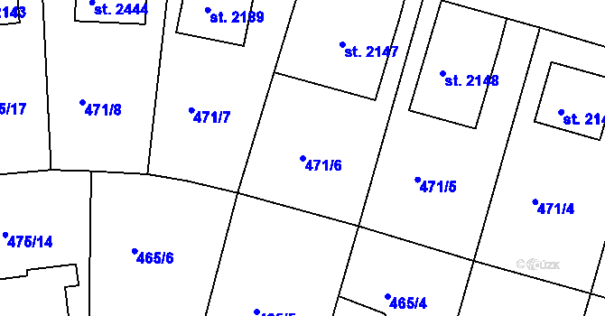 Parcela st. 471/6 v KÚ Jičín, Katastrální mapa