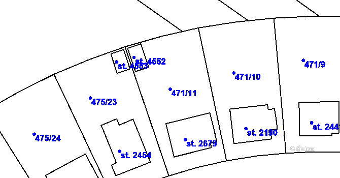 Parcela st. 471/11 v KÚ Jičín, Katastrální mapa