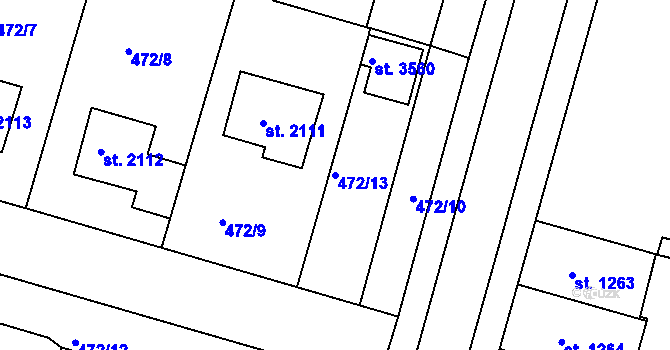 Parcela st. 472/13 v KÚ Jičín, Katastrální mapa
