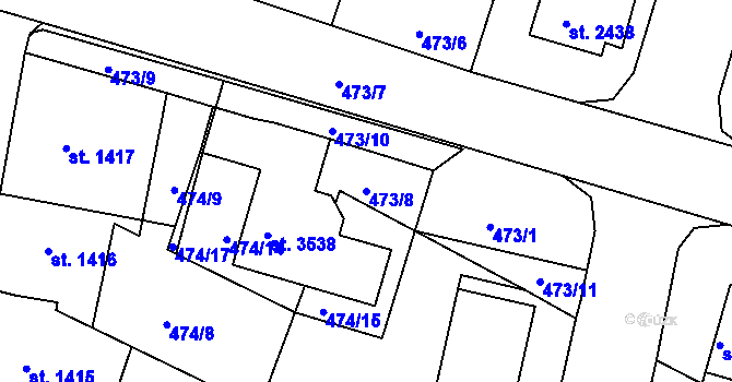 Parcela st. 473/8 v KÚ Jičín, Katastrální mapa