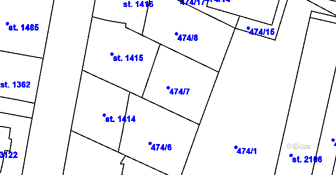 Parcela st. 474/7 v KÚ Jičín, Katastrální mapa