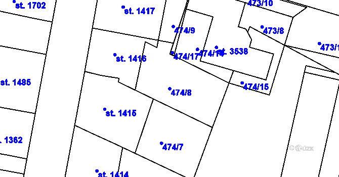Parcela st. 474/8 v KÚ Jičín, Katastrální mapa