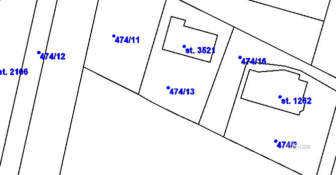 Parcela st. 474/13 v KÚ Jičín, Katastrální mapa