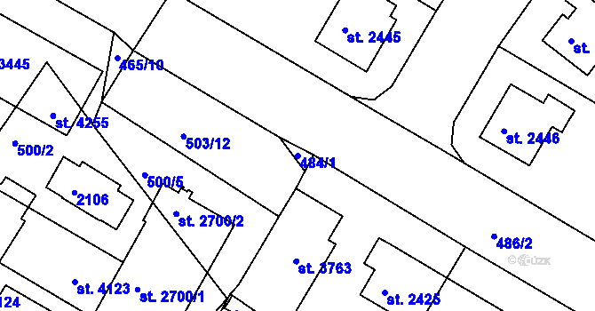 Parcela st. 484/1 v KÚ Jičín, Katastrální mapa
