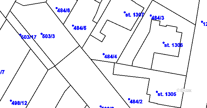 Parcela st. 484/4 v KÚ Jičín, Katastrální mapa