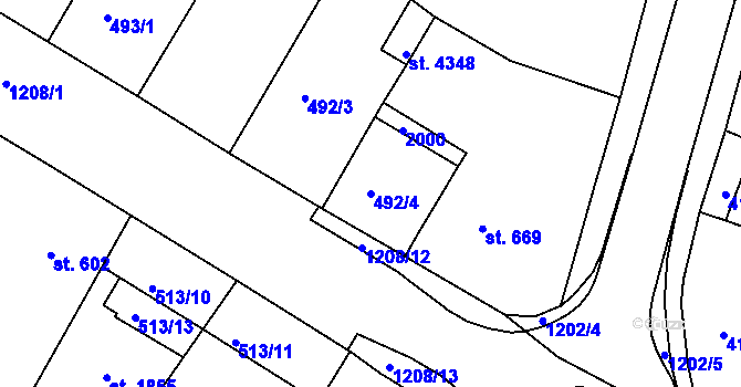 Parcela st. 492/4 v KÚ Jičín, Katastrální mapa