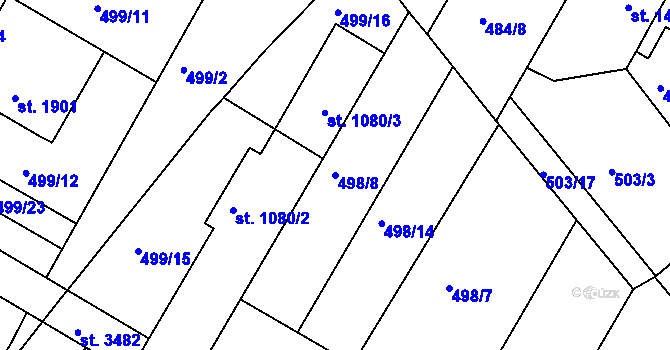 Parcela st. 498/8 v KÚ Jičín, Katastrální mapa