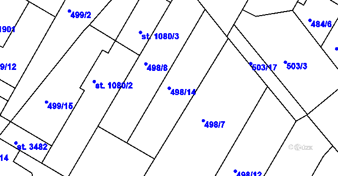 Parcela st. 498/14 v KÚ Jičín, Katastrální mapa
