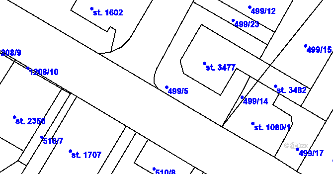 Parcela st. 499/5 v KÚ Jičín, Katastrální mapa