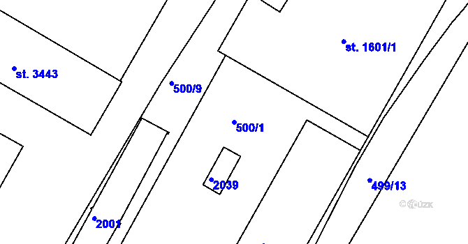 Parcela st. 500/1 v KÚ Jičín, Katastrální mapa