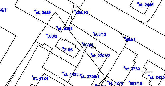 Parcela st. 500/5 v KÚ Jičín, Katastrální mapa