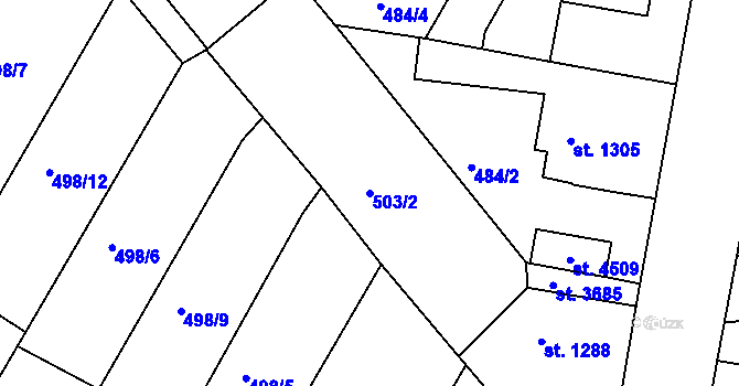 Parcela st. 503/2 v KÚ Jičín, Katastrální mapa