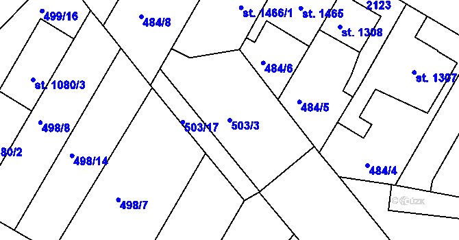 Parcela st. 503/3 v KÚ Jičín, Katastrální mapa