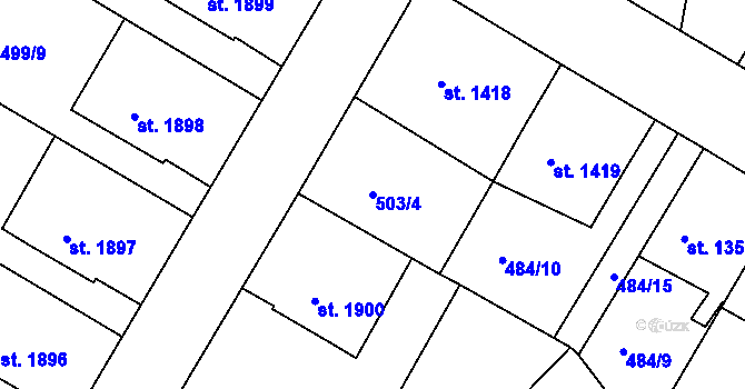 Parcela st. 503/4 v KÚ Jičín, Katastrální mapa
