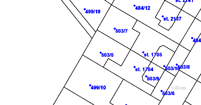 Parcela st. 503/5 v KÚ Jičín, Katastrální mapa