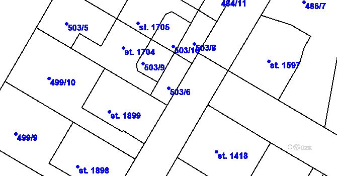 Parcela st. 503/6 v KÚ Jičín, Katastrální mapa