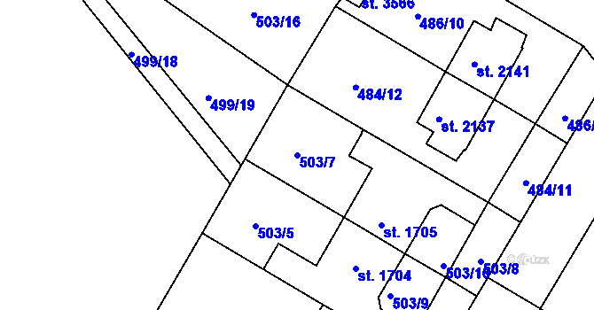 Parcela st. 503/7 v KÚ Jičín, Katastrální mapa