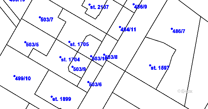 Parcela st. 503/8 v KÚ Jičín, Katastrální mapa