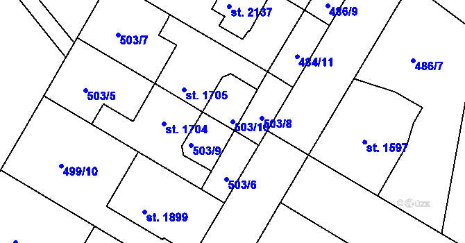 Parcela st. 503/10 v KÚ Jičín, Katastrální mapa