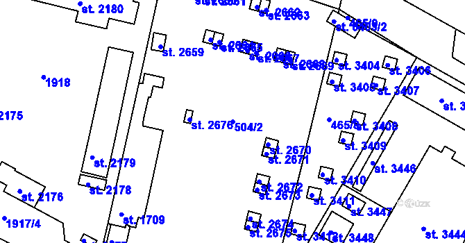 Parcela st. 504/2 v KÚ Jičín, Katastrální mapa