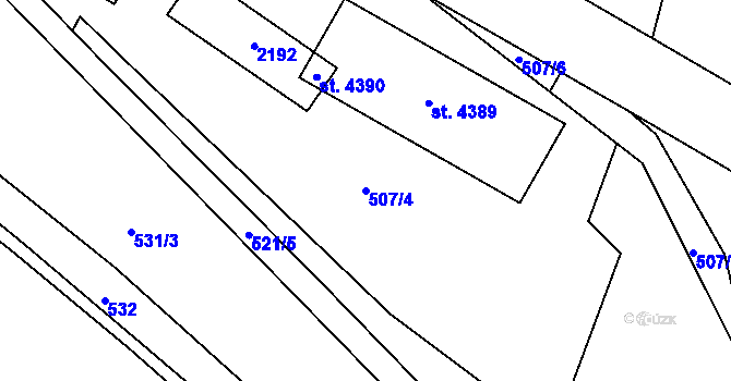 Parcela st. 507/4 v KÚ Jičín, Katastrální mapa