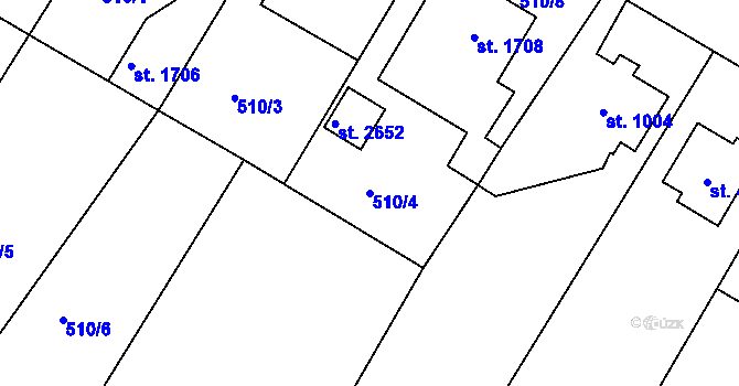 Parcela st. 510/4 v KÚ Jičín, Katastrální mapa