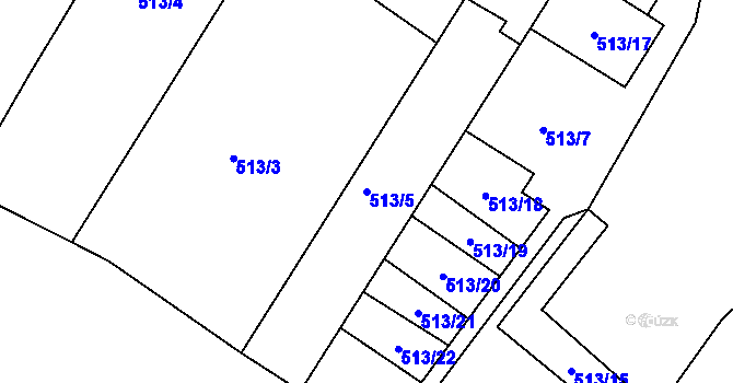 Parcela st. 513/5 v KÚ Jičín, Katastrální mapa