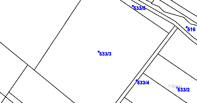Parcela st. 533/3 v KÚ Jičín, Katastrální mapa