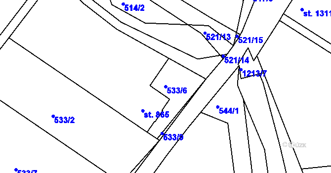 Parcela st. 533/6 v KÚ Jičín, Katastrální mapa